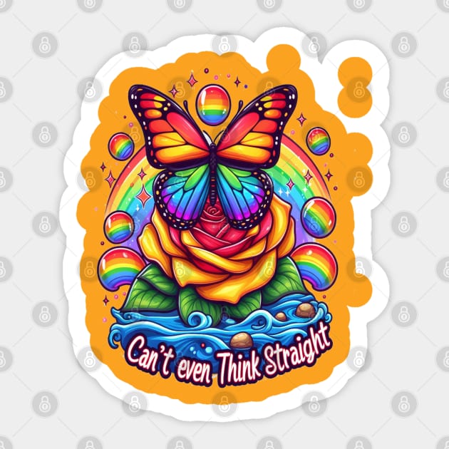 Vibrant Butterfly Perched on Colorful Folds With Inspirational Pride Message Sticker by coollooks